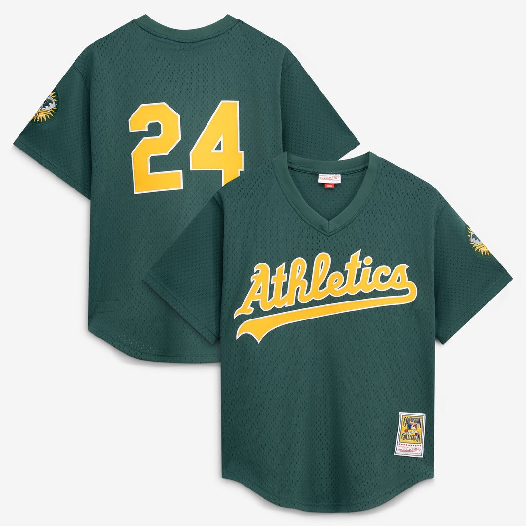 Athletics Rickey Henderson Green Authentic Batting Practice Baseball Jersey