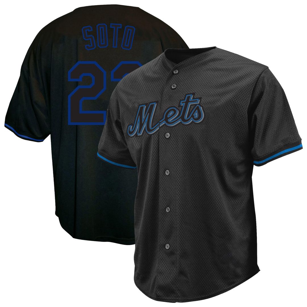 New York Mets Juan Soto Profile Black Big & Tall Pop Fashion Baseball Jersey