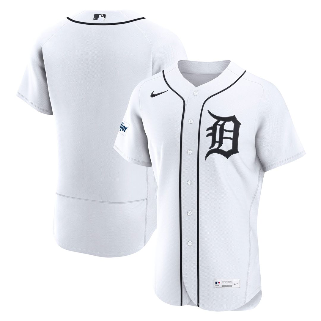 Detroit Tigers White Home Sponsor Patch Authentic Baseball Jersey
