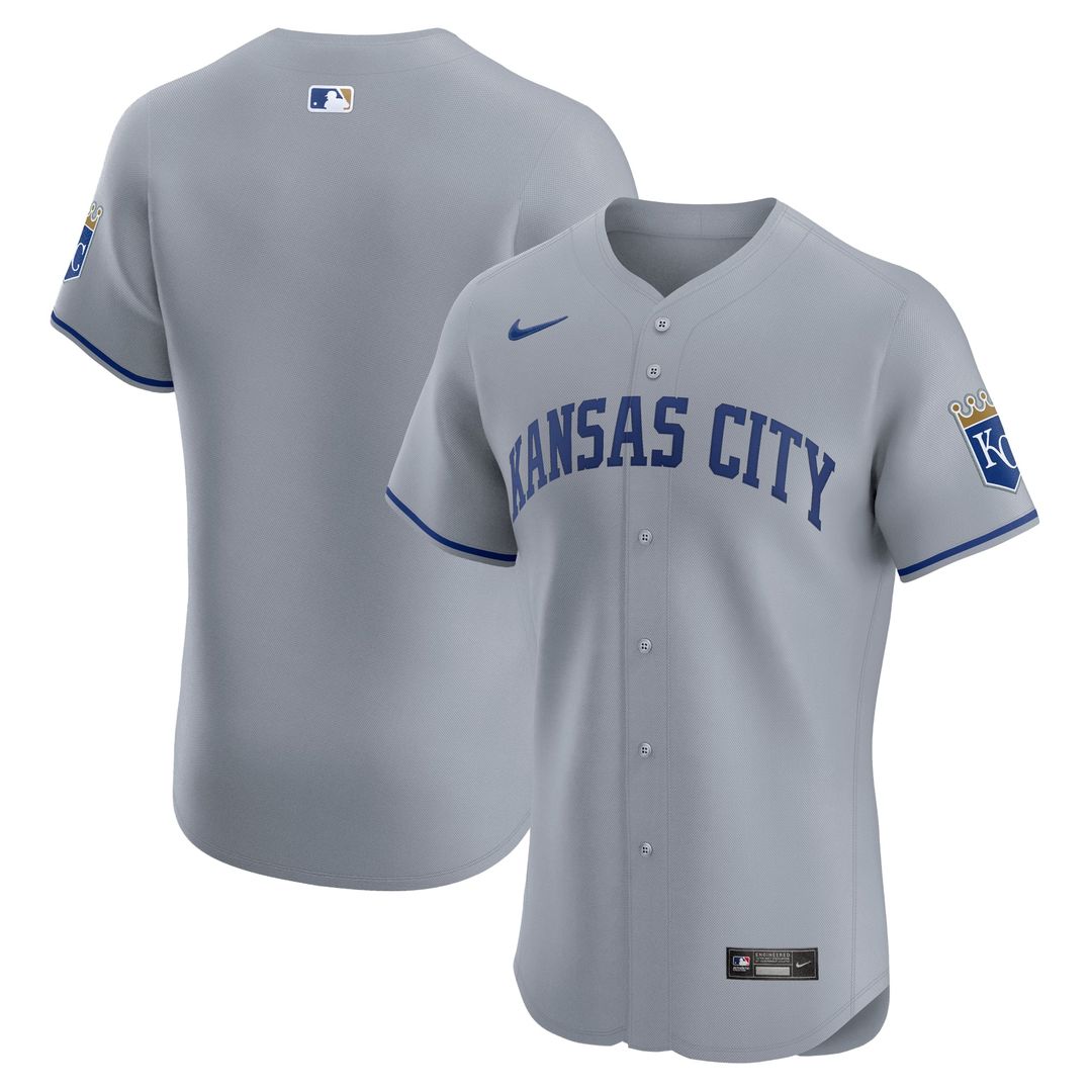 Kansas City Royals Gray Road Vapor Premier Elite Patch Baseball Jersey