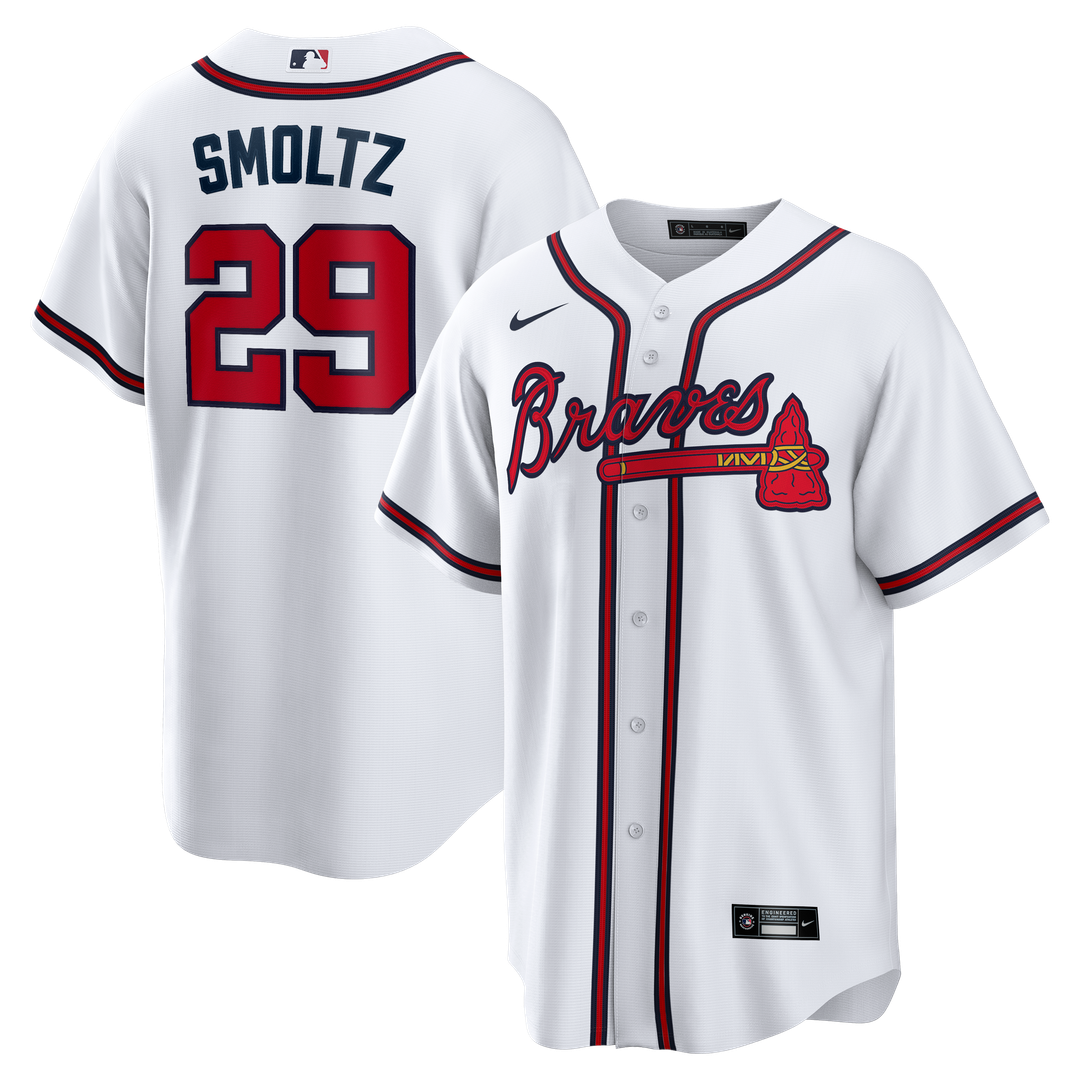 Atlanta Braves John Smoltz White Home Retired Player Replica Baseball Jersey