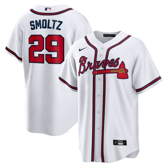 Atlanta Braves John Smoltz White Home Retired Player Replica Baseball Jersey