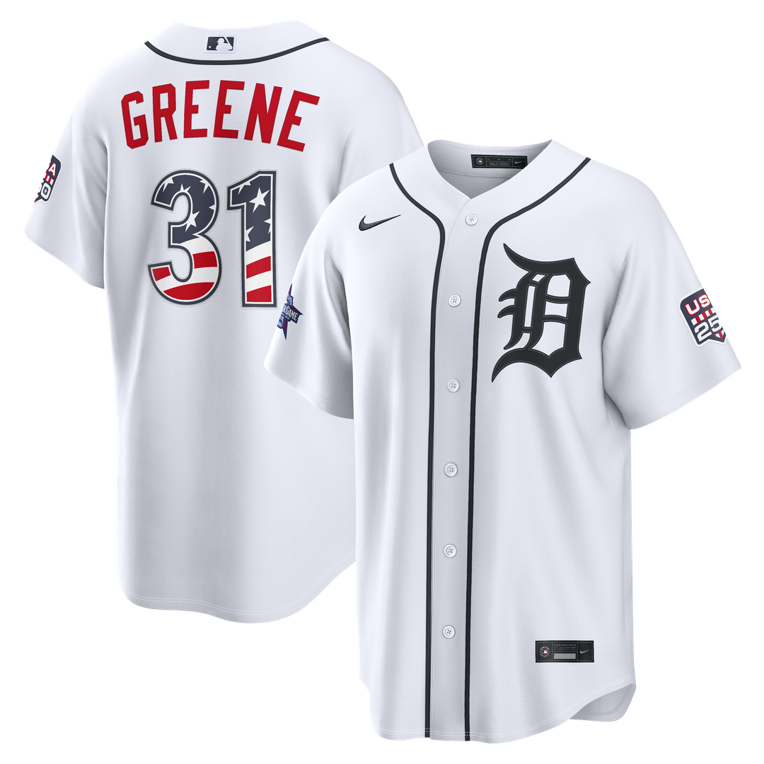 2026 All-Star Edition Stars & Stripes Men's Detroit Tigers Riley Greene White Stadium Baseball Jersey