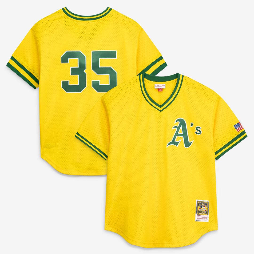 Athletics Rickey Henderson Yellow Authentic Batting Practice Baseball Jersey