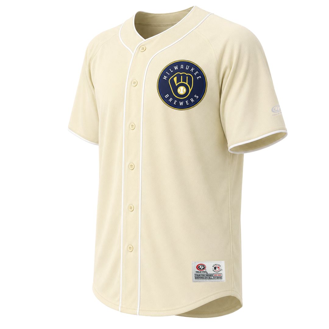 Milwaukee Brewers Stitches Cream Fashion Baseball Jersey | MLB Baseball Jersey