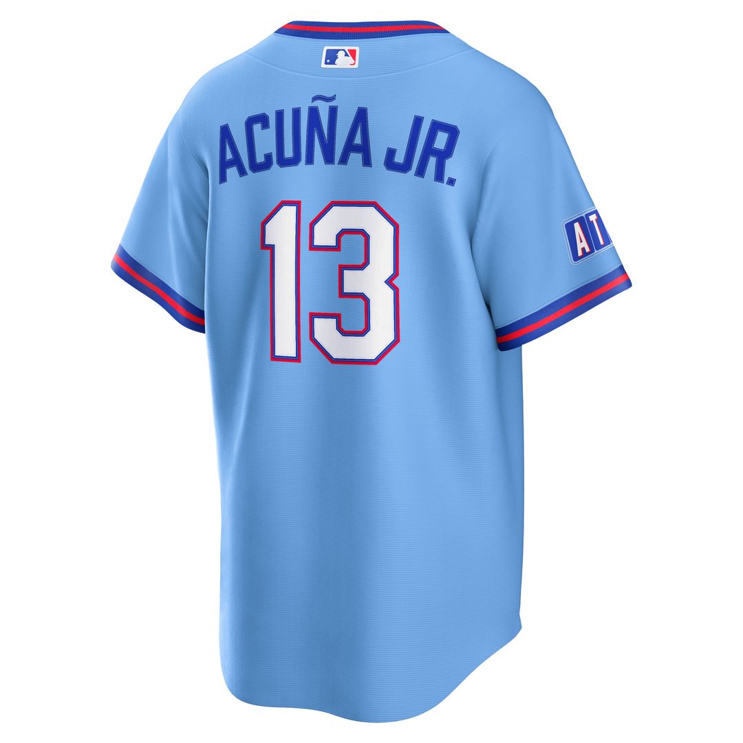 Atlanta Braves Ronald Acuña Jr. Powder Blue 2026 City Connect Stadium Baseball Jersey | MLB Baseball Jersey