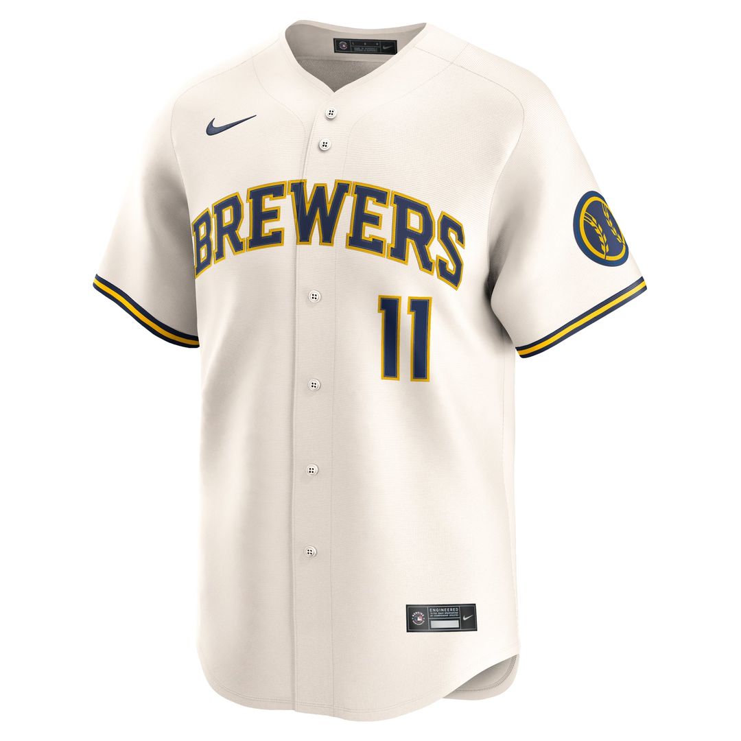Milwaukee Brewers Jackson Chourio Cream Home Limited Baseball Jersey | MLB Baseball Jersey