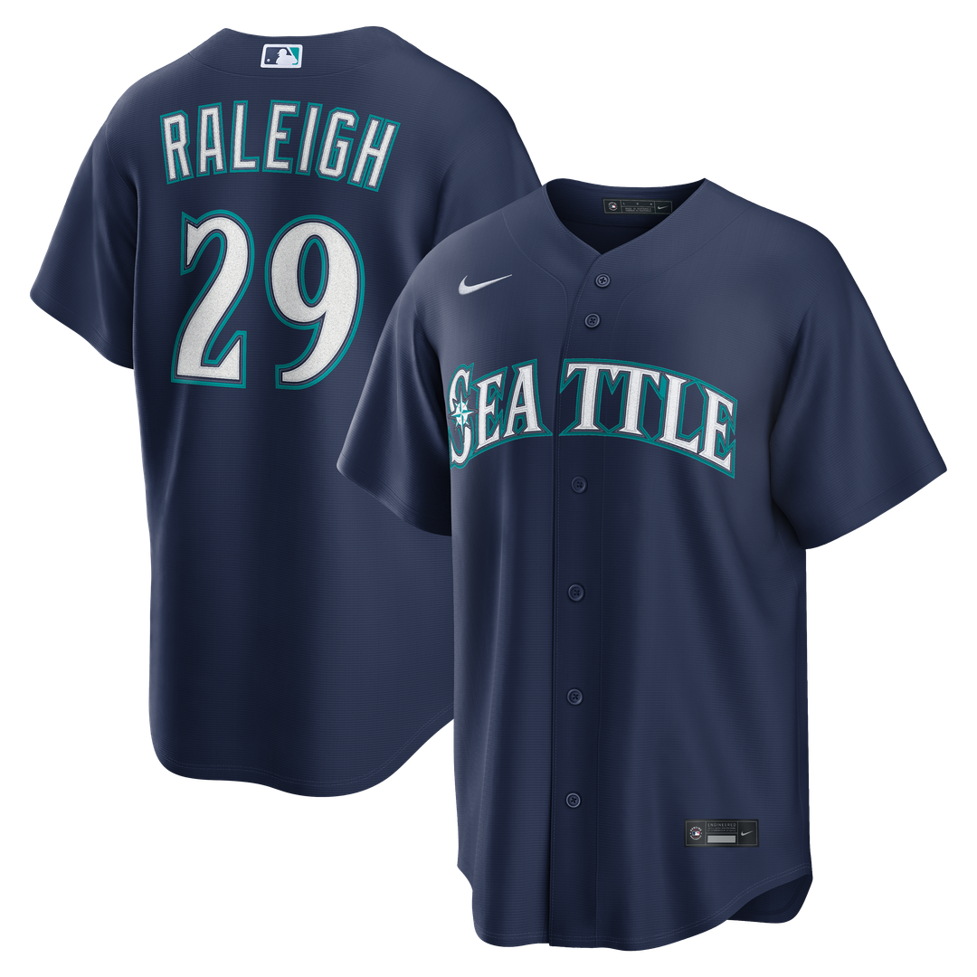 Seattle Mariners Cal Raleigh Navy Road Replica Baseball Jersey | MLB Baseball Jersey