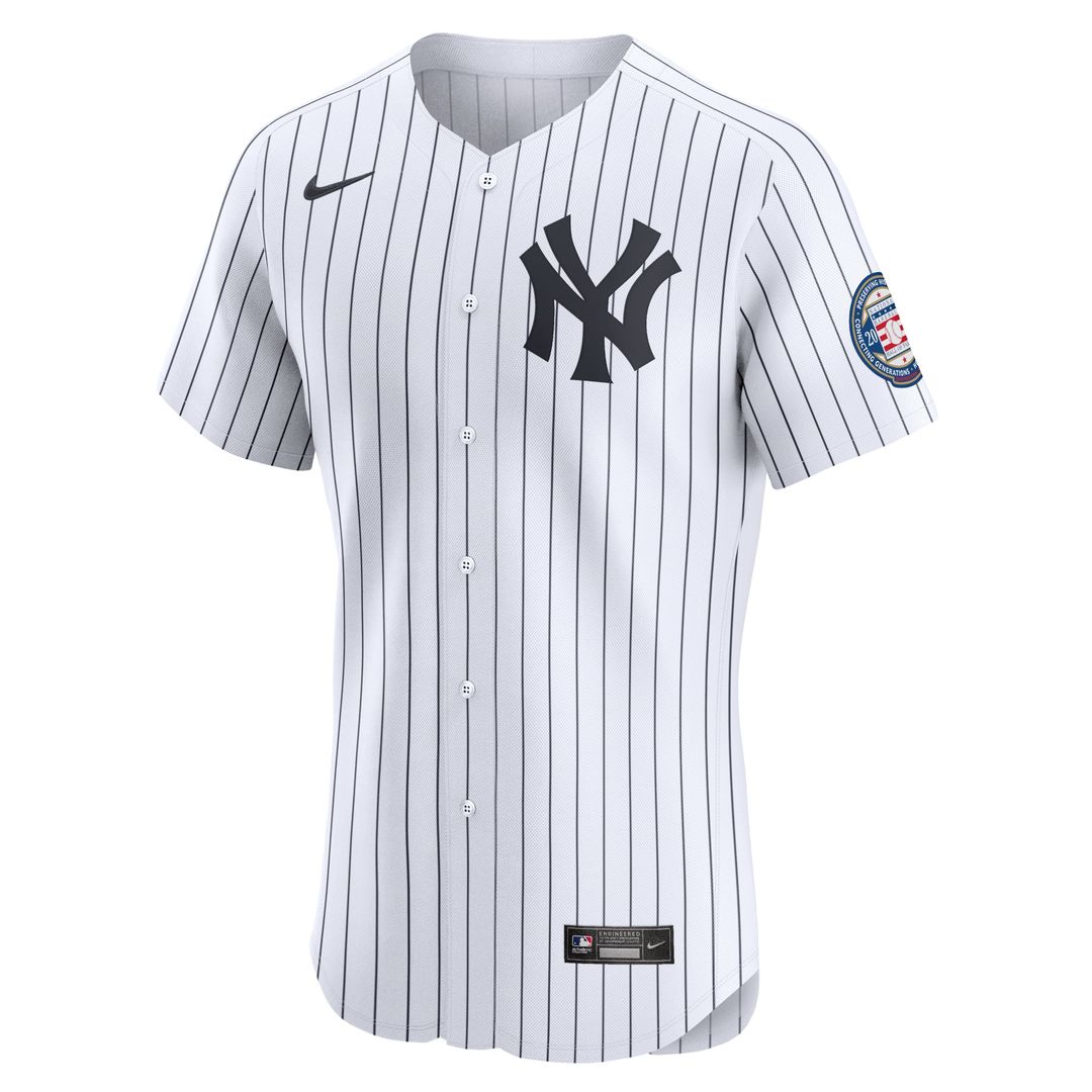 New York Yankees Derek Jeter White Home 2020 Hall of Fame Induction Patch Elite Baseball Jersey
