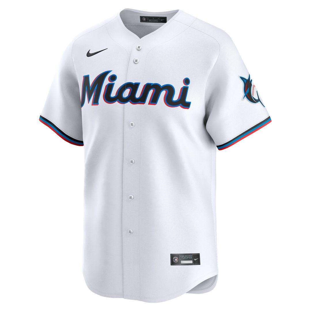 Miami Marlins White #1 Dad Home Limited Baseball Jersey | MLB Baseball Jersey