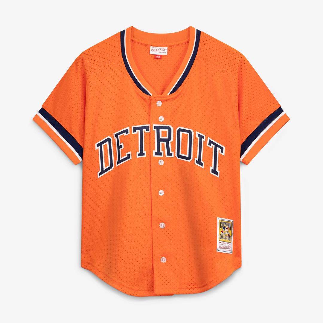 Detroit Tigers Kirk Gibson Orange Cooperstown Collection Mesh Batting Practice Button-Up Baseball Jersey | MLB Baseball Jersey