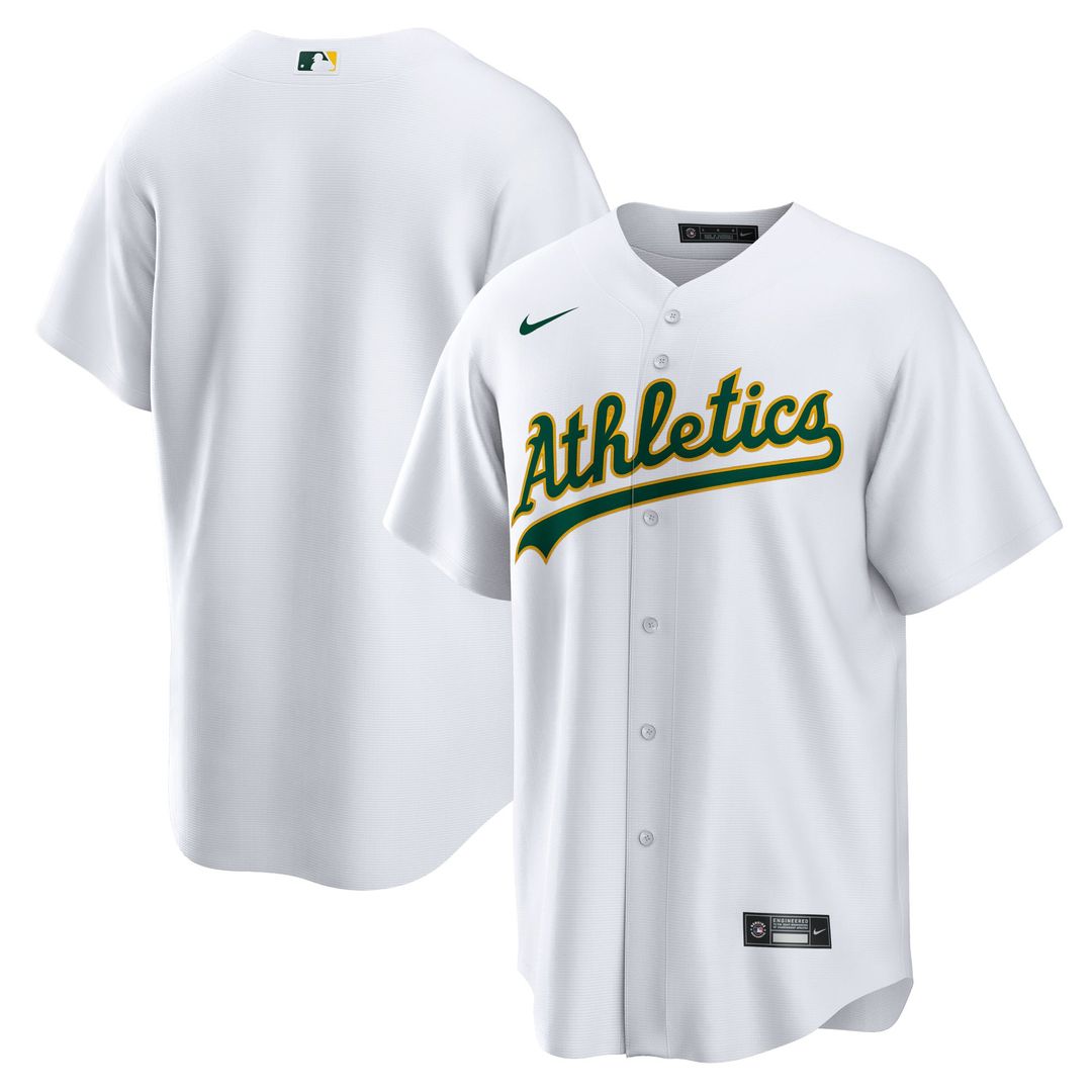 Athletics White Home Blank Replica Baseball Jersey