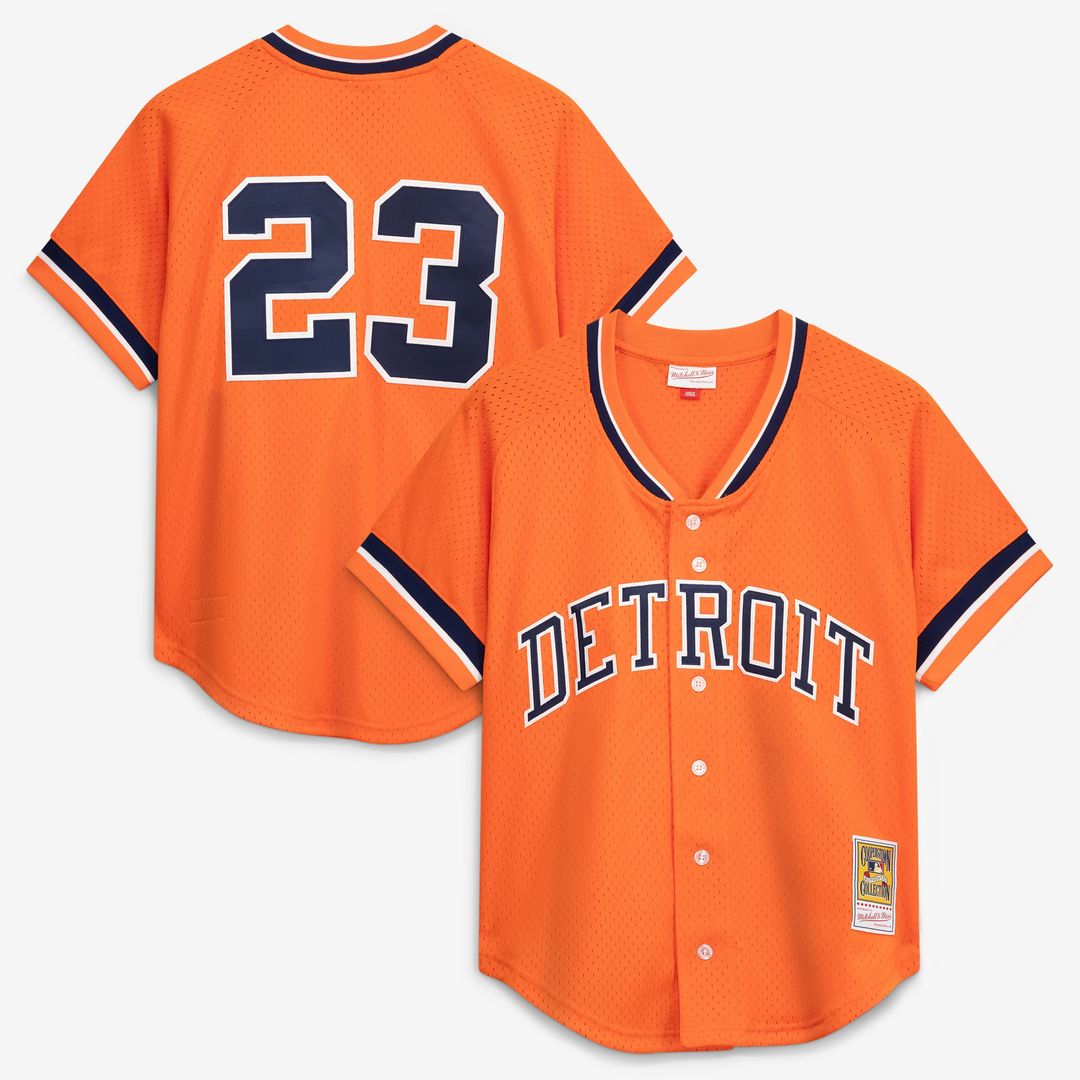 Detroit Tigers Kirk Gibson Orange Cooperstown Collection Mesh Batting Practice Button-Up Baseball Jersey