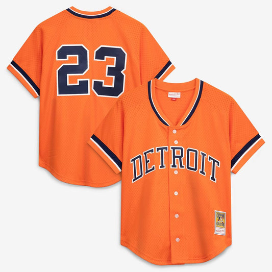 Detroit Tigers Kirk Gibson Orange Cooperstown Collection Mesh Batting Practice Button-Up Baseball Jersey