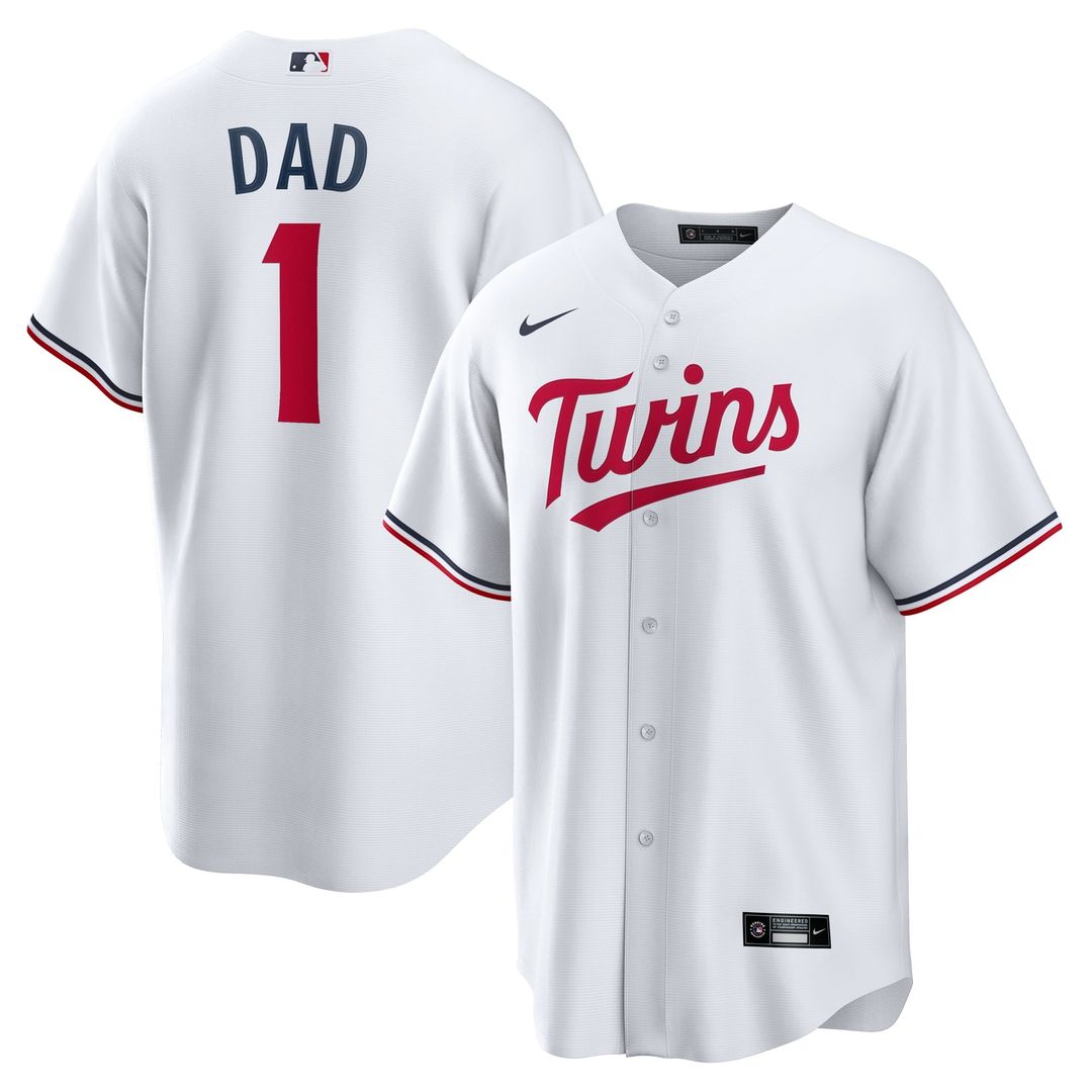 Minnesota Twins White #1 Dad Home Replica Baseball Jersey