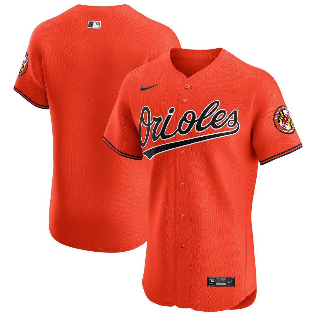 Baltimore Orioles Orange Alternate Vapor Premier Elite Patch Baseball Jersey