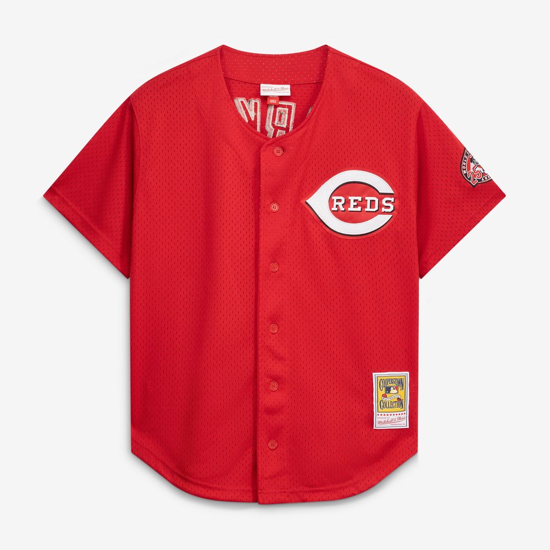 Cincinnati Reds Barry Larkin Red Throwback Cooperstown Mesh Batting Practice Baseball Jersey | MLB Baseball Jersey