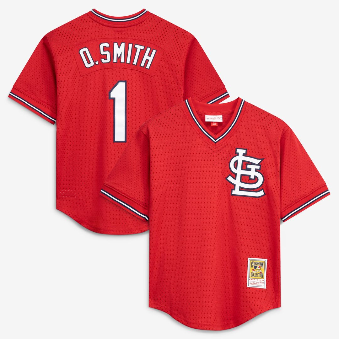 St. Louis Cardinals Ozzie Smith Scarlet Authentic Batting Practice Baseball Jersey