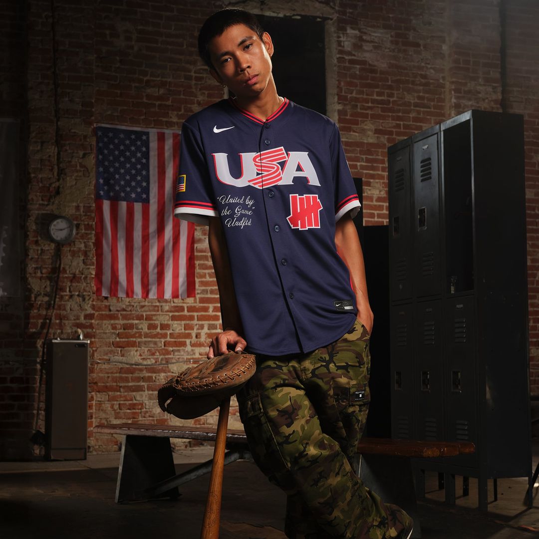 USA Baseball x Undefeated Navy 2026 World Baseball Classic Stadium Baseball Jersey | MLB Baseball Jersey