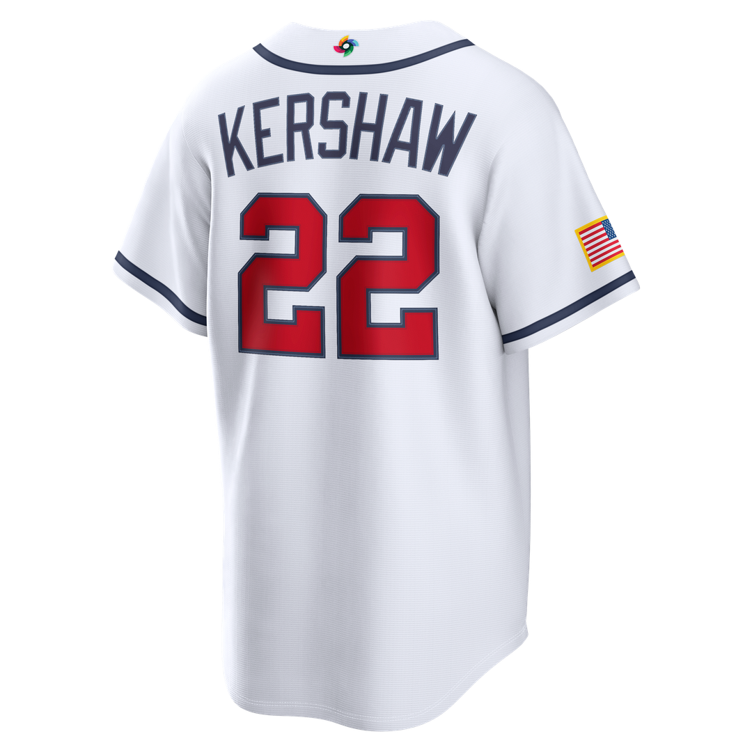 USA Baseball Clayton Kershaw White 2026 World Baseball Classic Home Stadium Baseball Jersey | MLB Baseball Jersey