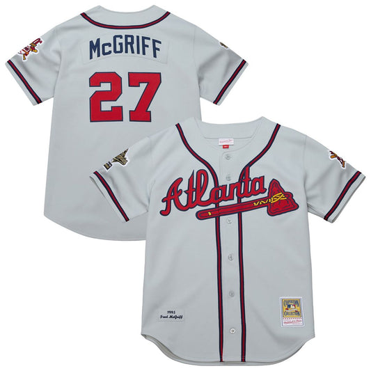 Atlanta Braves Fred McGriff Gray 1995 Throwback Authentic Baseball Jersey