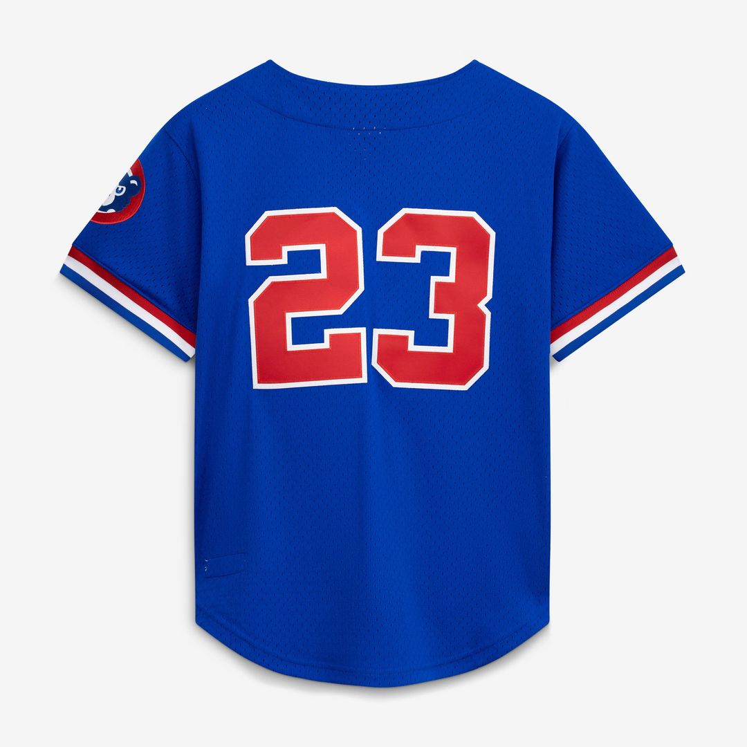 Chicago Cubs Ryne Sandberg Royal Cooperstown Collection 1996 Mesh Batting Practice Button-Up Baseball Jersey | MLB Baseball Jersey