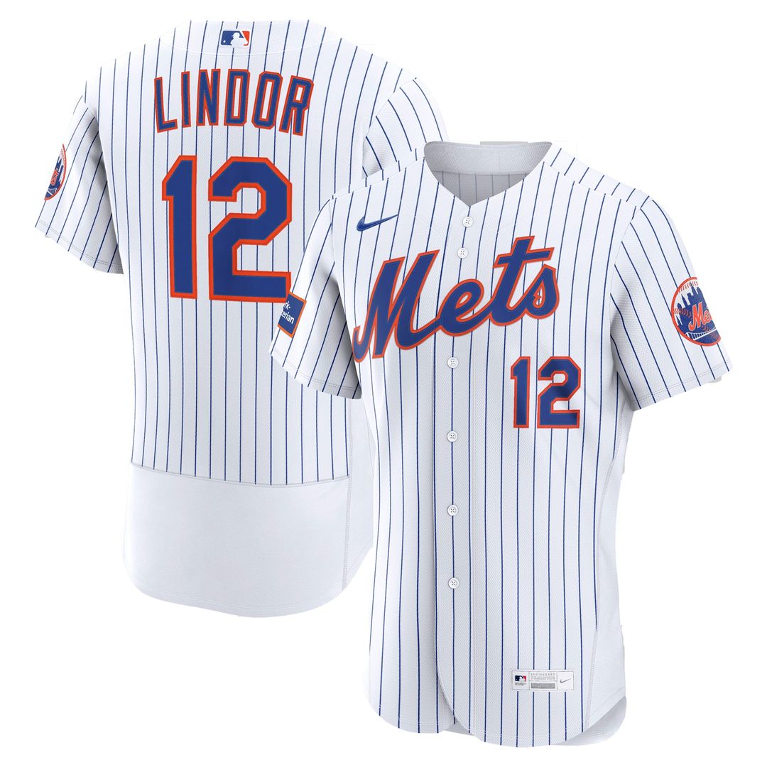 New York Mets Francisco Lindor Black Alternate Authentic Sponsor Patch Baseball Jersey | MLB Baseball Jersey