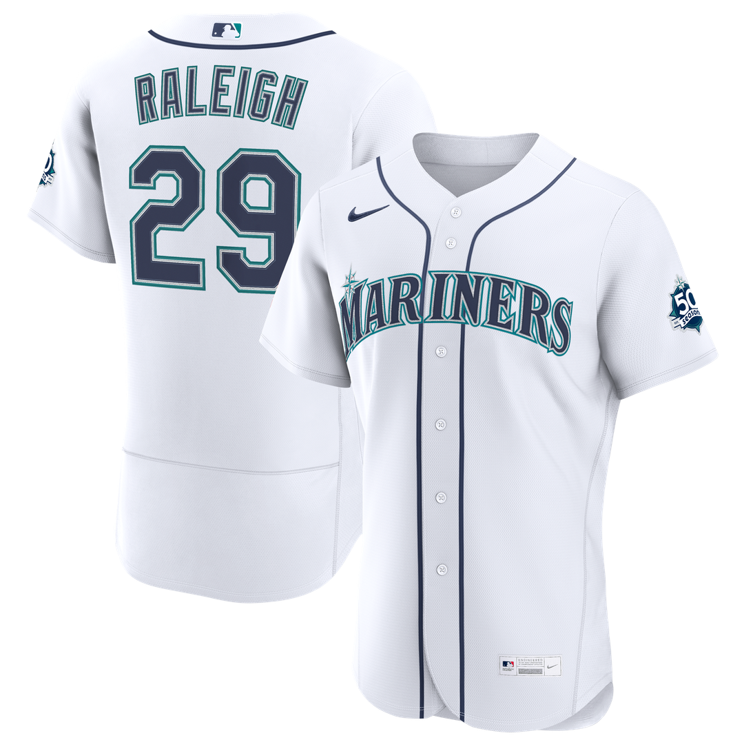 Seattle Mariners Cal Raleigh White Home 50th Season Authentic Baseball Jersey