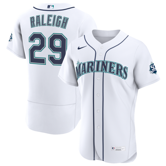 Seattle Mariners Cal Raleigh White Home 50th Season Authentic Baseball Jersey