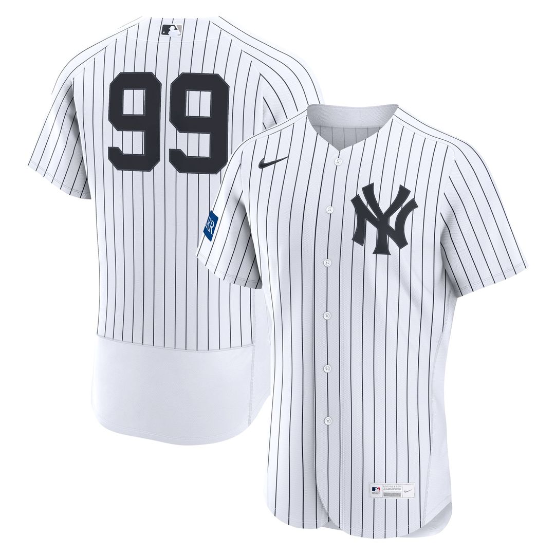 New York Yankees Aaron Judge White Home Authentic Sponsor Patch Baseball Jersey