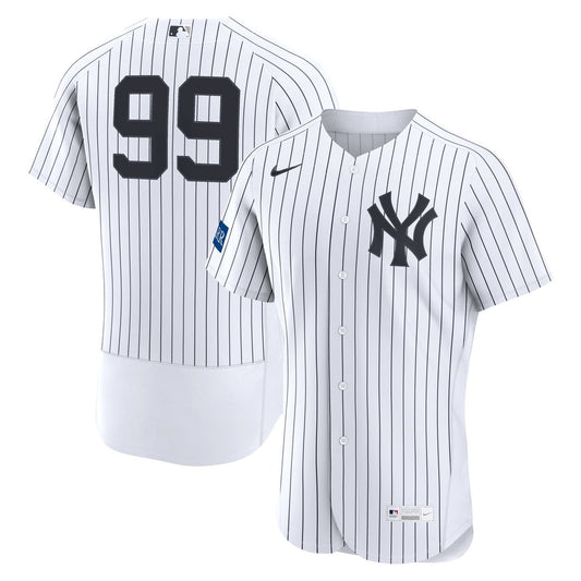 New York Yankees Aaron Judge White Home Authentic Sponsor Patch Baseball Jersey