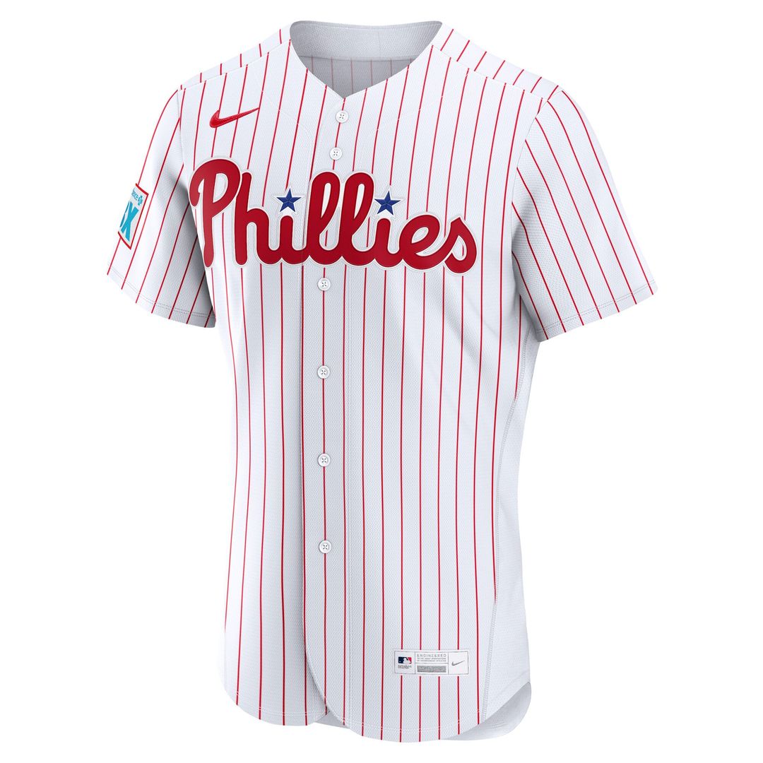 Philadelphia Phillies White Home Sponsor Patch Authentic Baseball Jersey | MLB Baseball Jersey