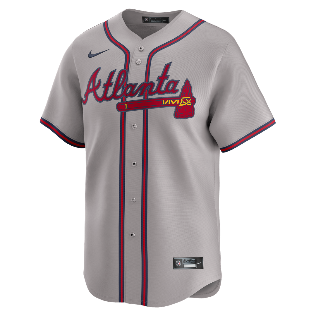 Atlanta Braves Ozzie Albies Gray Road Limited Baseball Jersey | MLB Baseball Jersey