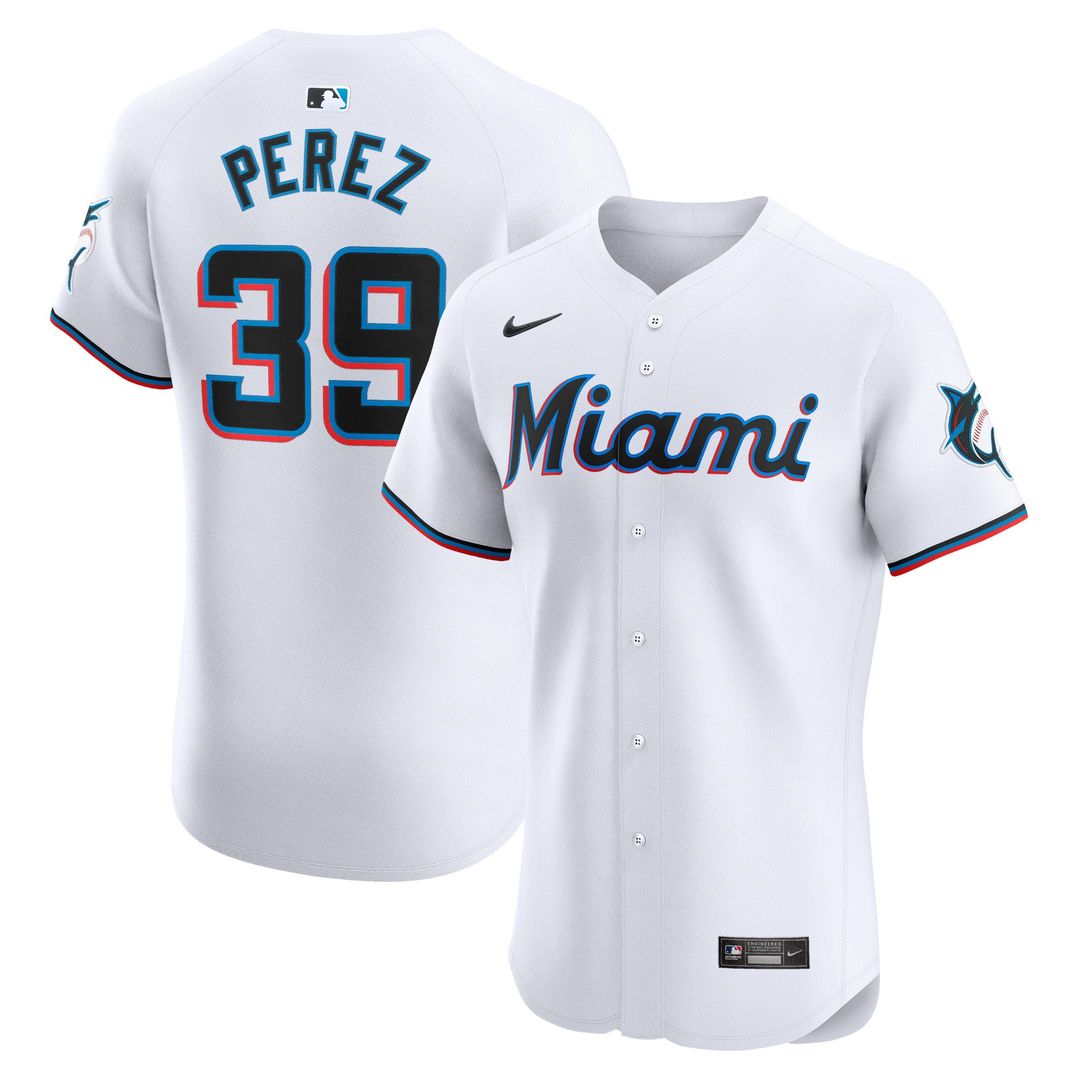Miami Marlins Eury Perez White Home Elite Baseball Jersey