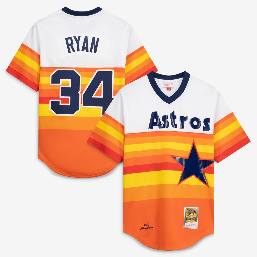 Houston Astros Nolan Ryan White Throwback Authentic Baseball Jersey