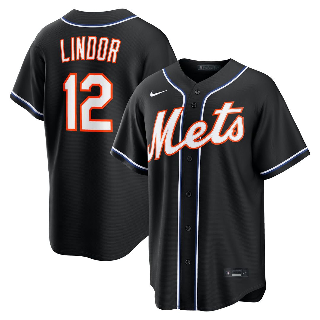 New York Mets Francisco Lindor Fashion Replica Black Out Baseball Jersey