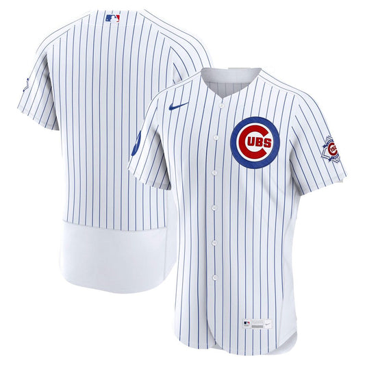 Chicago Cubs White Home Sponsor Patch Authentic Baseball Jersey