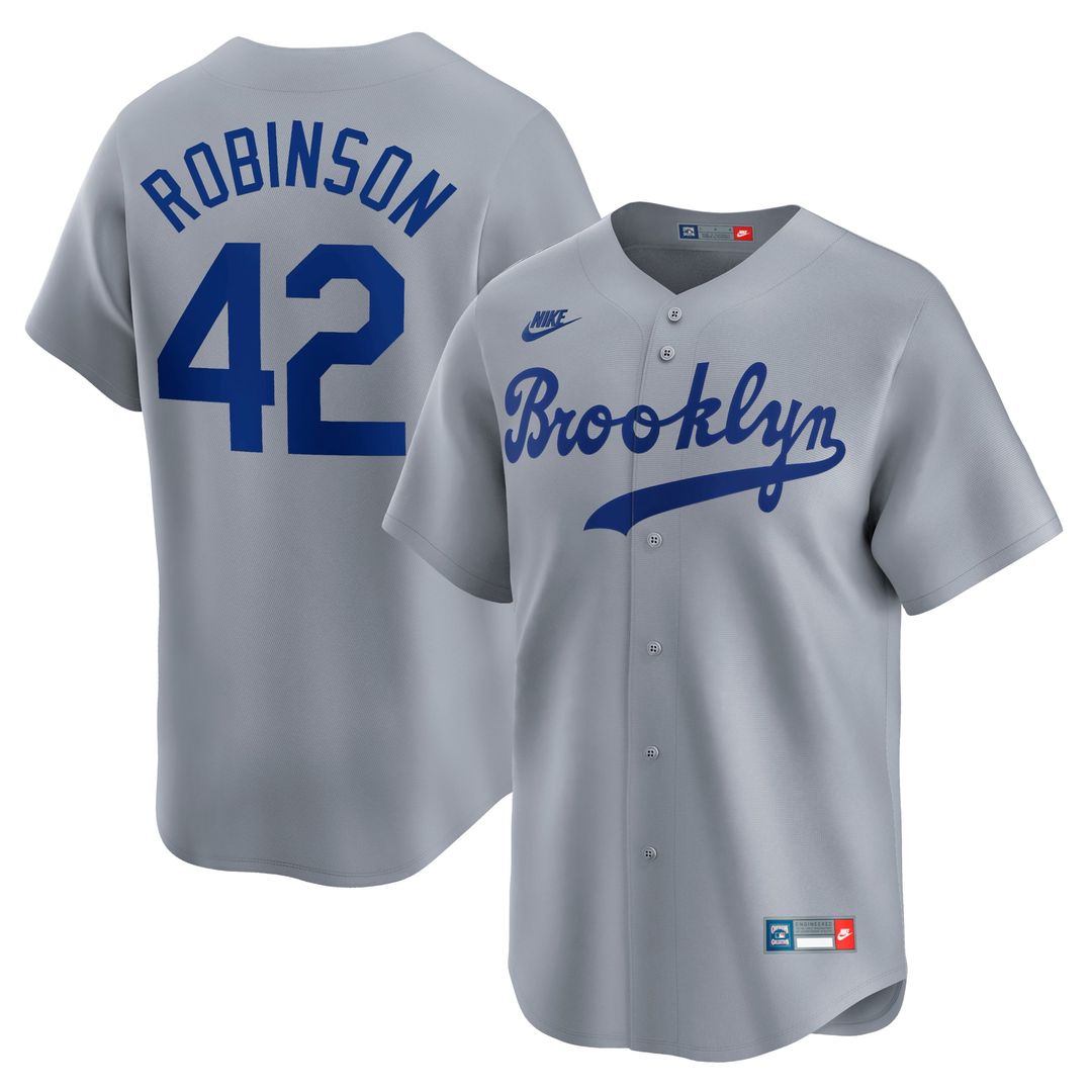Brooklyn Dodgers Jackie Robinson Gray Throwback Cooperstown Collection Limited Baseball Jersey