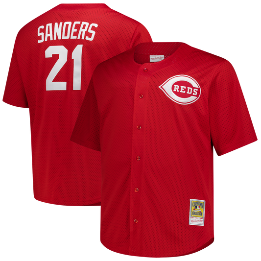 Cincinnati Reds Deion Sanders Red Big & Tall Cooperstown Mesh Batting Practice Baseball Jersey