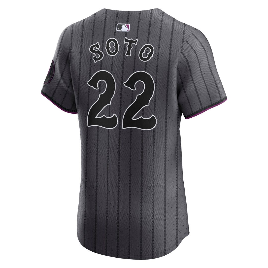 New York Mets Juan Soto Gray City Connect Elite Baseball Jersey | MLB Baseball Jersey