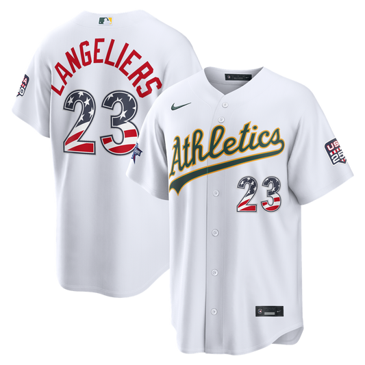 2026 All-Star Edition Stars & Stripes Men's Athletics Shea Langeliers White Stadium Baseball Jersey