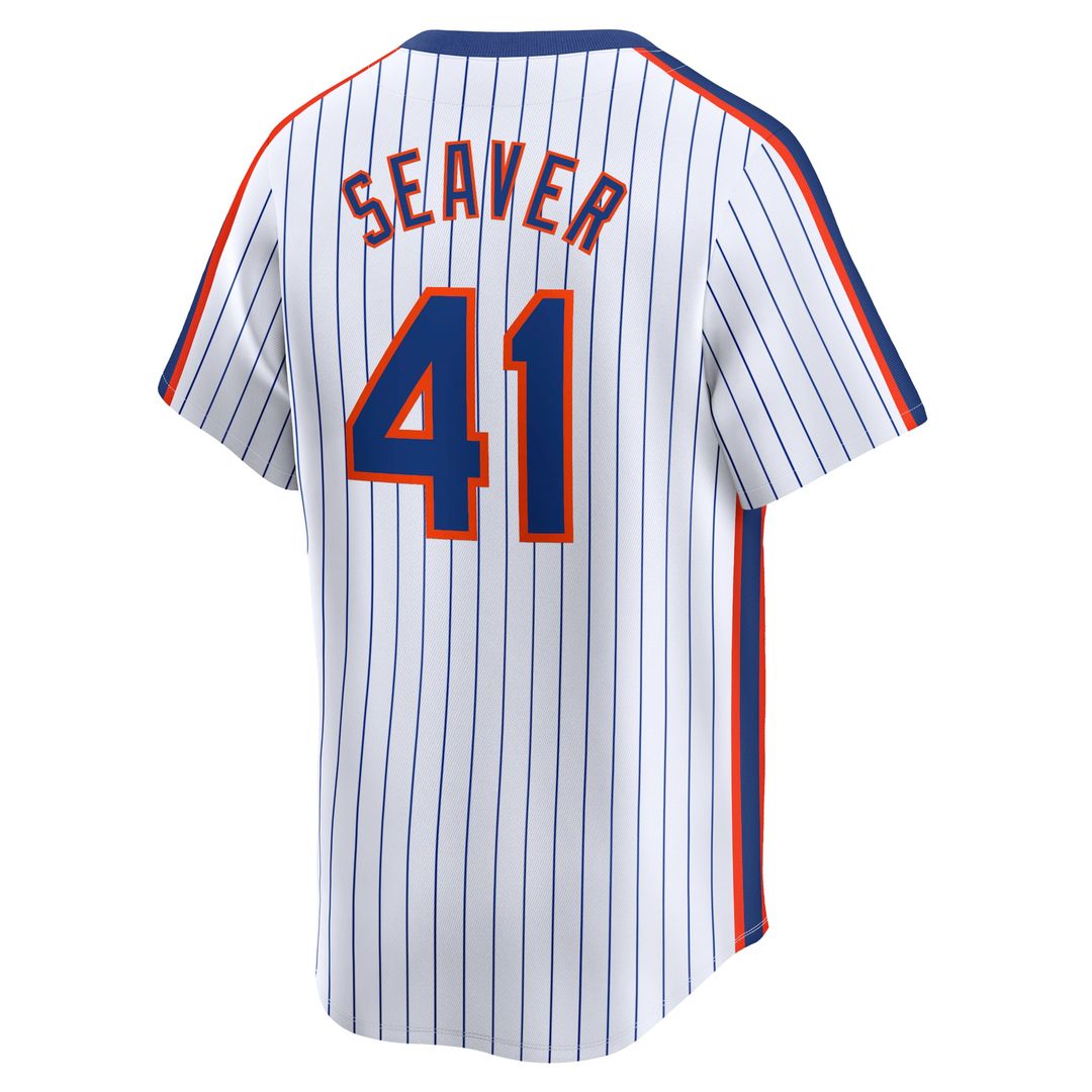 New York Mets Tom Seaver White Throwback Cooperstown Limited Baseball Jersey | MLB Baseball Jersey