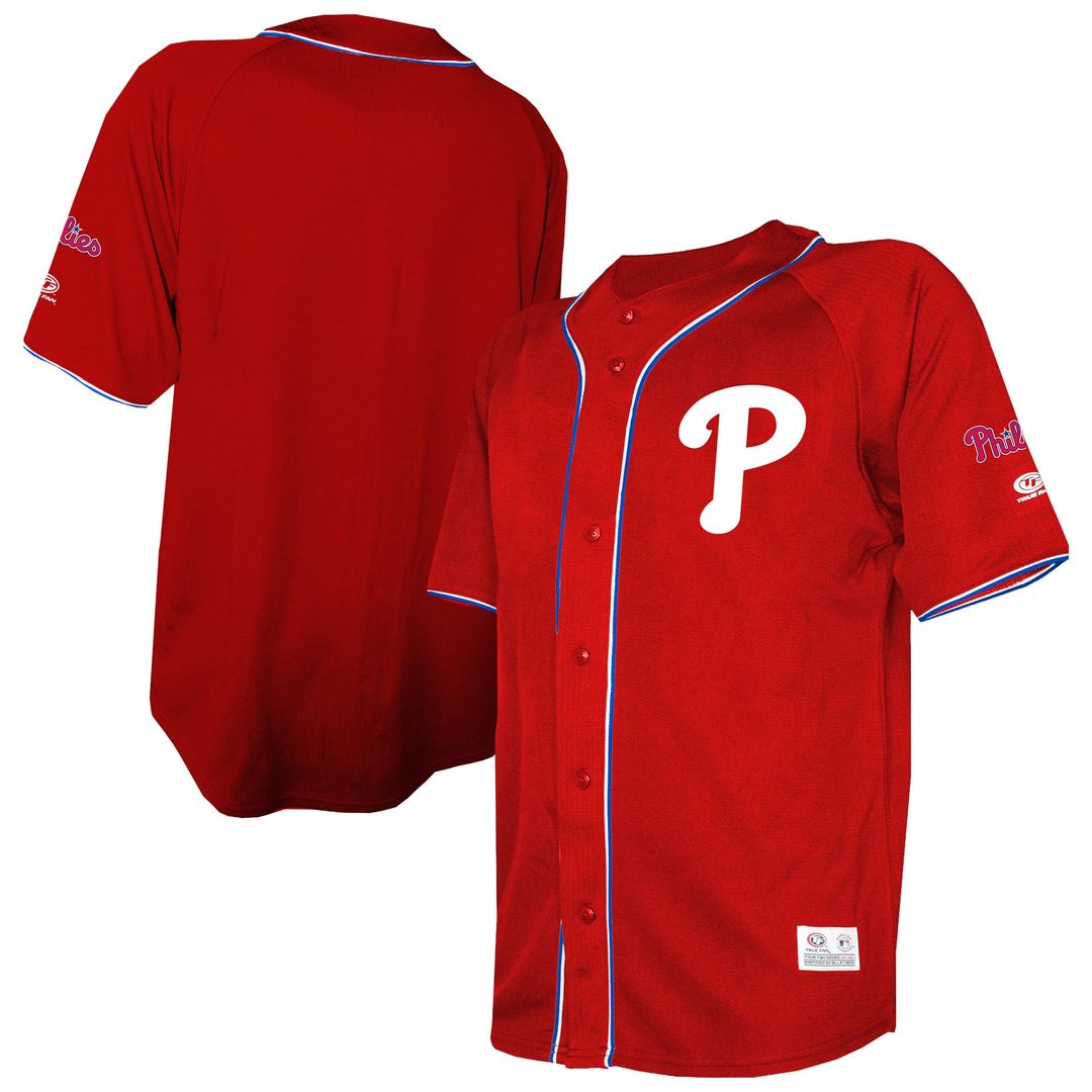 Philadelphia Phillies Stitches Red Team Color Full-Button Fashion Baseball Jersey