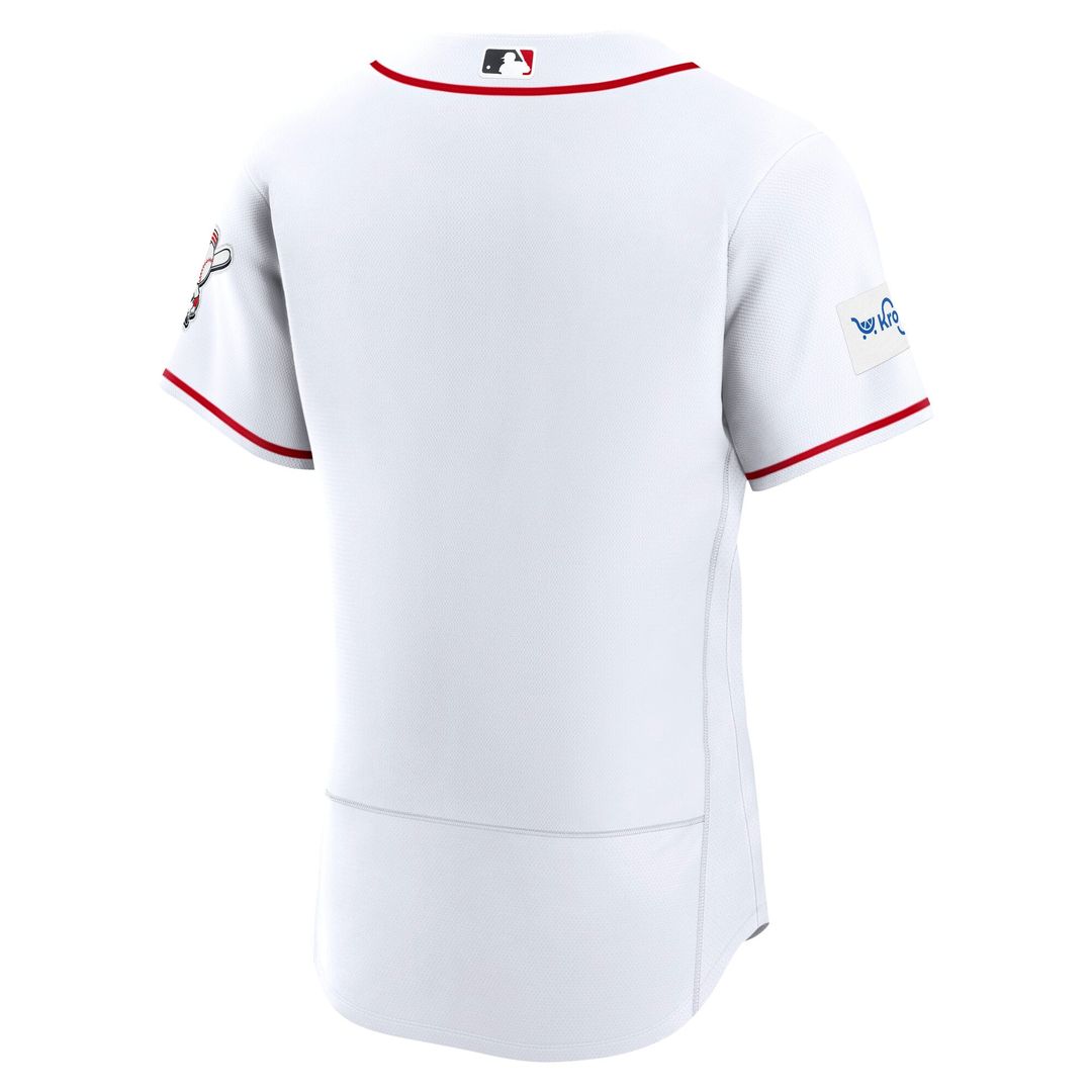 Cincinnati Reds White Home Sponsor Patch Authentic Baseball Jersey | MLB Baseball Jersey