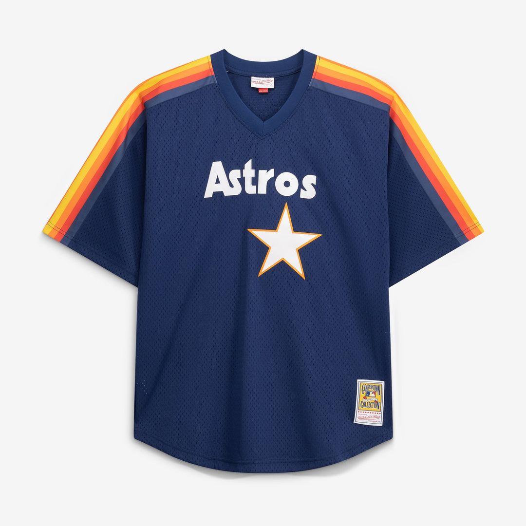 Houston Astros Nolan Ryan Navy Cooperstown Collection Big & Tall Mesh Batting Practice Baseball Jersey | MLB Baseball Jersey