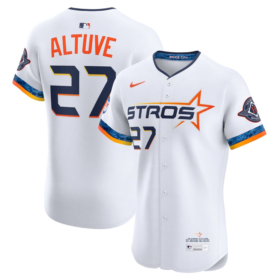 Houston Astros Jose Altuve White 2025 City Connect Elite Baseball Jersey