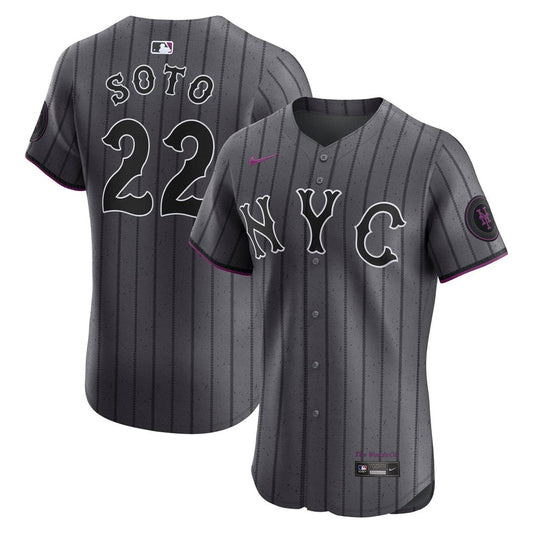 New York Mets Juan Soto Gray City Connect Elite Baseball Jersey