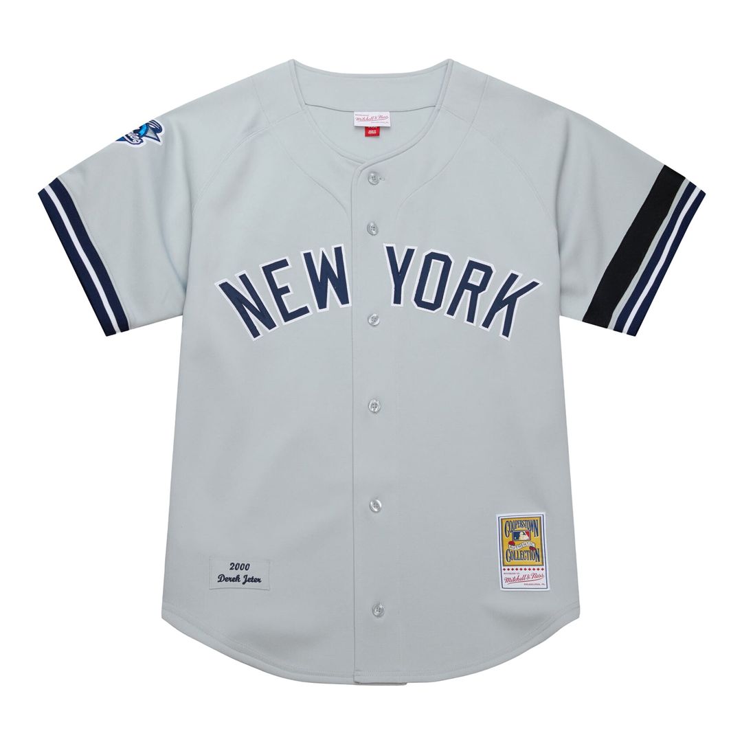 New York Yankees Derek Jeter Gray Cooperstown Collection 2000 World Series Authentic Baseball Jersey | MLB Baseball Jersey