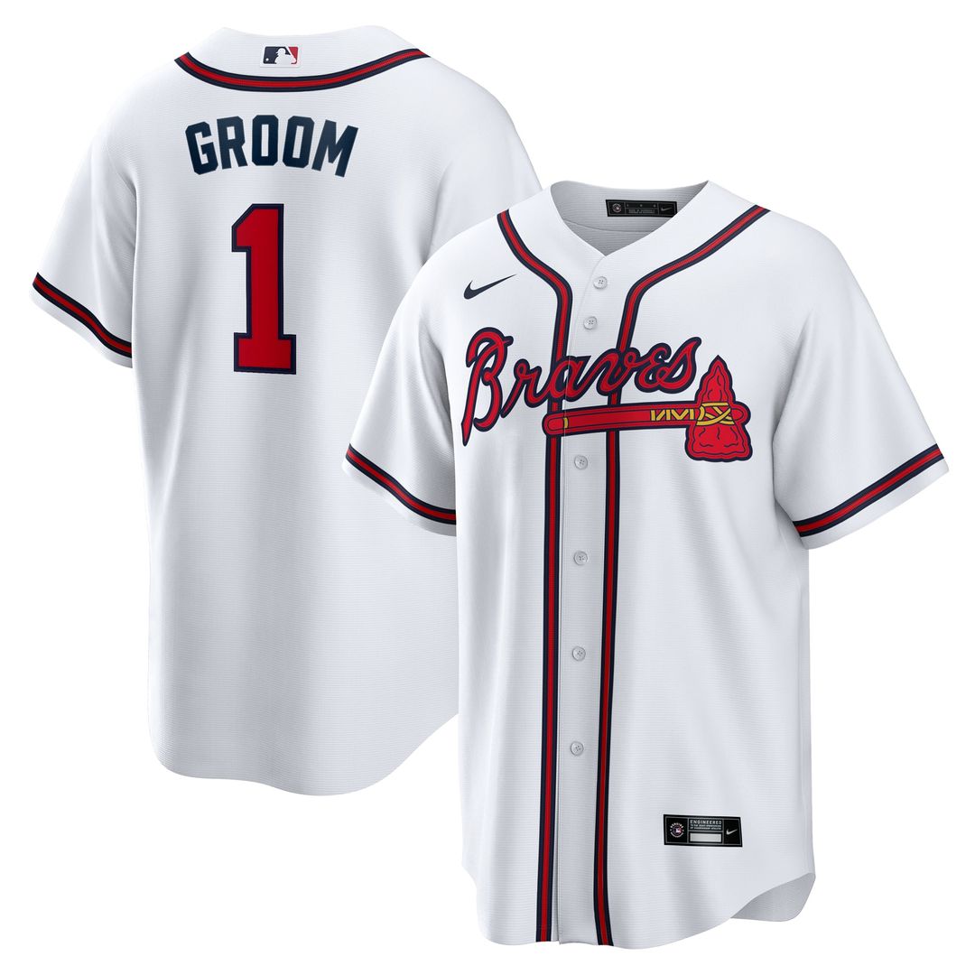 Atlanta Braves White #1 Groom Home Replica Baseball Jersey