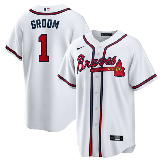 Atlanta Braves White #1 Groom Home Replica Baseball Jersey